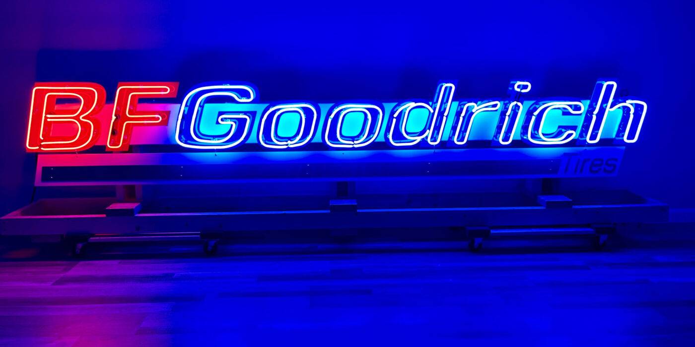 Neon road BF Goodrich tires sign