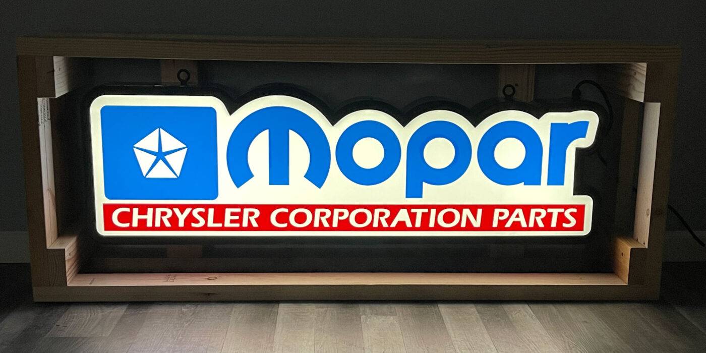Neon road mopar chrylser corporation parts sign
