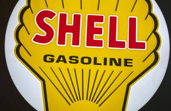 Neon road shell gas round sign