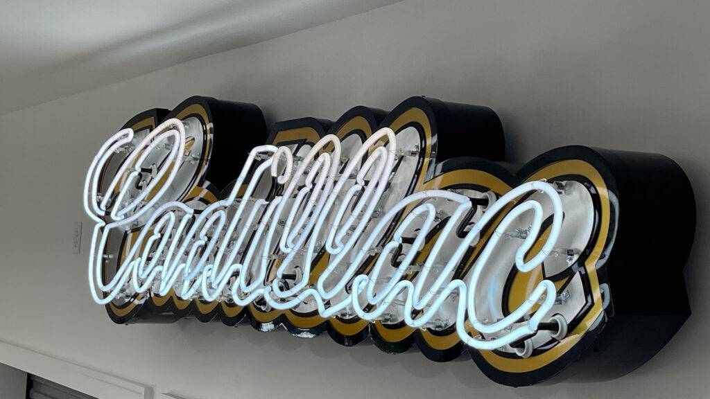 Neon road cadillac toybox sign
